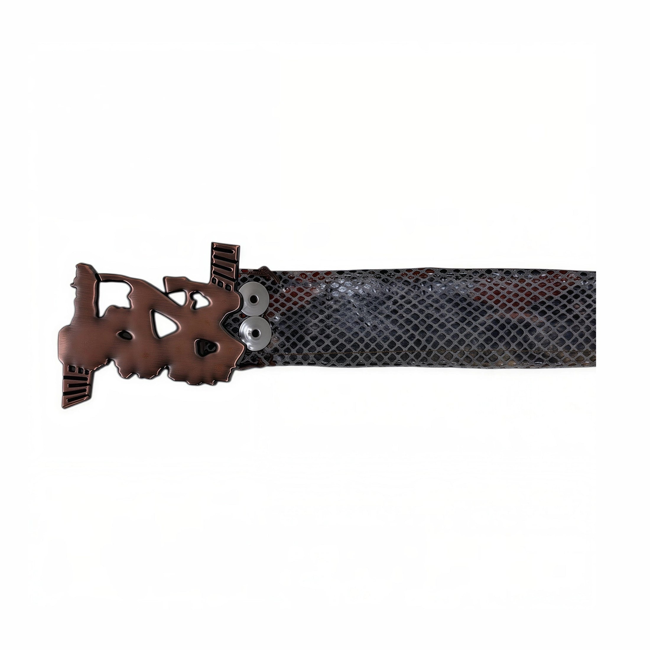 LO'DINKRA belt with snakeskin texture and copper finish buckle